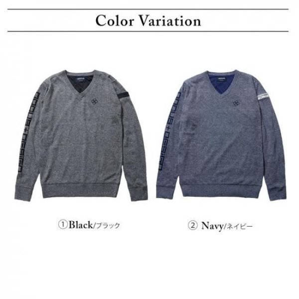 画像5: ゴルフウェア ドゥーカス DD Vネック ウィンド セーター ブラック/ネイビー 2025年 秋冬新作 メンズ (5)