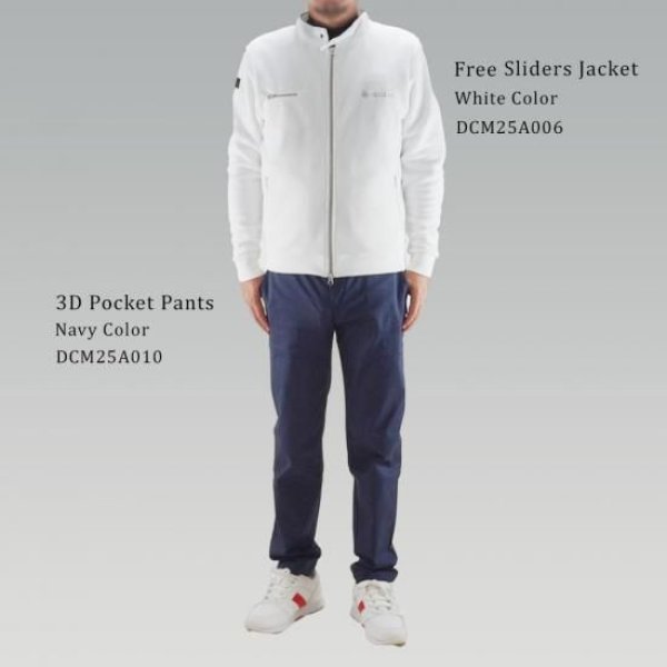 画像9: ゴルフウェア ドゥーカス フリース ライダースジャケット ブラック/ネイビー/オフホワイト 2025年 秋冬新作 メンズ (9)