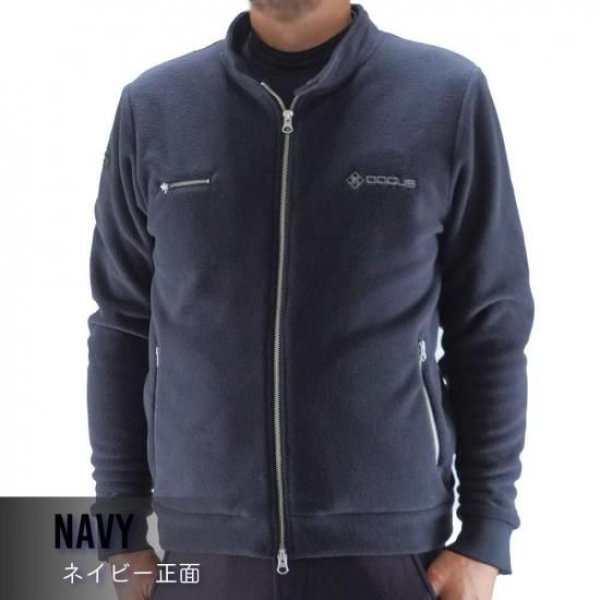 画像10: ゴルフウェア ドゥーカス フリース ライダースジャケット ブラック/ネイビー/オフホワイト 2025年 秋冬新作 メンズ (10)