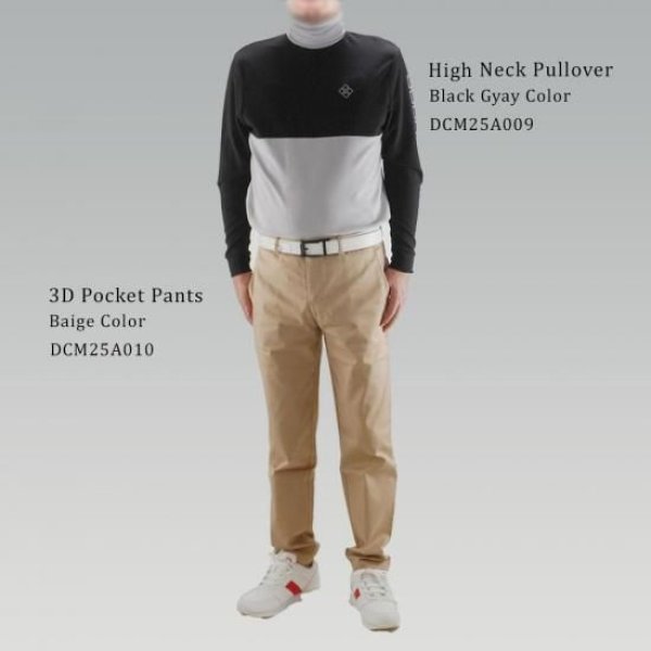 画像9: ゴルフウェア ドゥーカス ハイネックプルオーバー ブラック×グレー/ネイビー×オフホワイト 2025年 秋冬新作 メンズ (9)