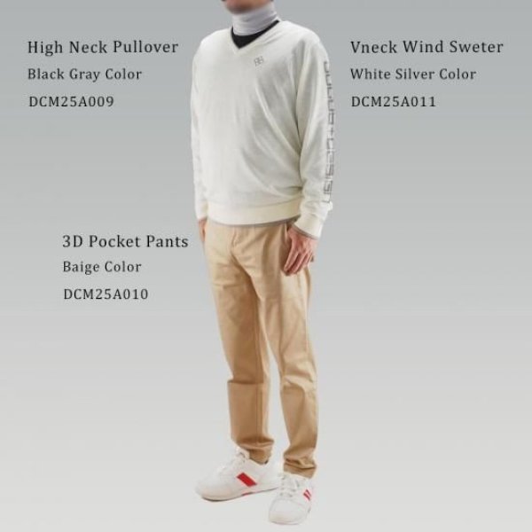 画像16: ゴルフウェア ドゥーカス ブイネックウィンドセーター ネイビー/オフホワイト/シルバー 2025年 秋冬新作 メンズ (16)