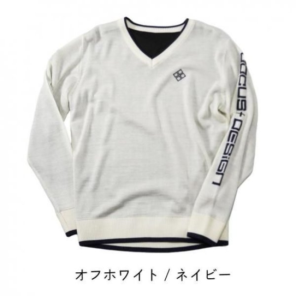 画像3: ゴルフウェア ドゥーカス ブイネックウィンドセーター ネイビー/オフホワイト/シルバー 2025年 秋冬新作 メンズ (3)