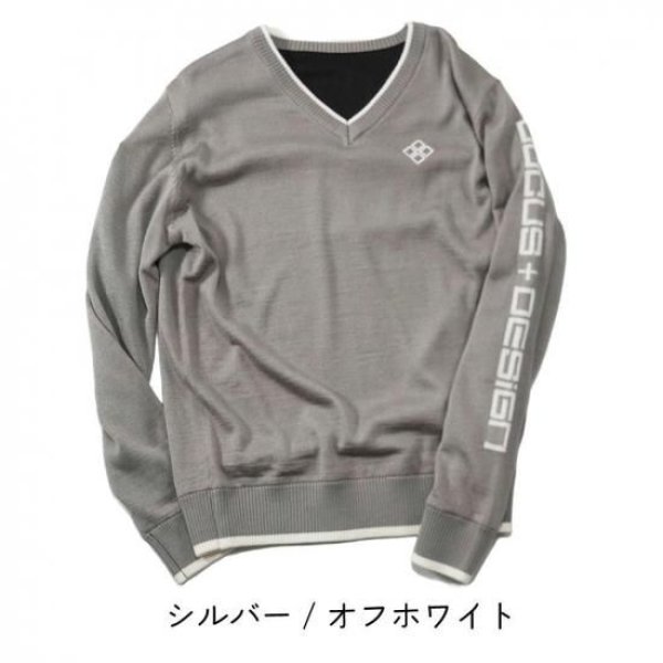 画像4: ゴルフウェア ドゥーカス ブイネックウィンドセーター ネイビー/オフホワイト/シルバー 2025年 秋冬新作 メンズ (4)