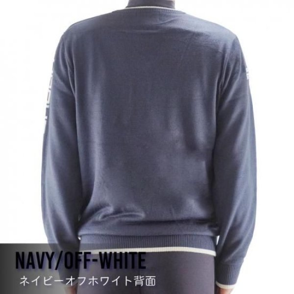 画像8: ゴルフウェア ドゥーカス ブイネックウィンドセーター ネイビー/オフホワイト/シルバー 2025年 秋冬新作 メンズ (8)