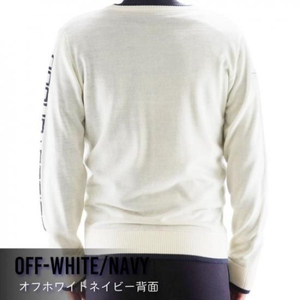 画像10: ゴルフウェア ドゥーカス ブイネックウィンドセーター ネイビー/オフホワイト/シルバー 2025年 秋冬新作 メンズ (10)