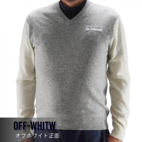 画像4: ゴルフウェア ドゥーカス カシミアセーター オフホワイト/ブラック 2025年 秋冬新作 メンズ (4)