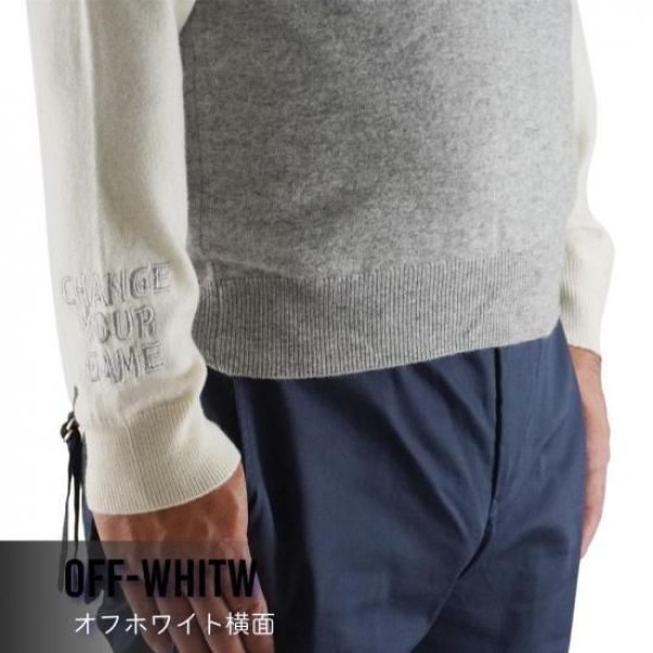 画像6: ゴルフウェア ドゥーカス カシミアセーター オフホワイト/ブラック 2025年 秋冬新作 メンズ (6)