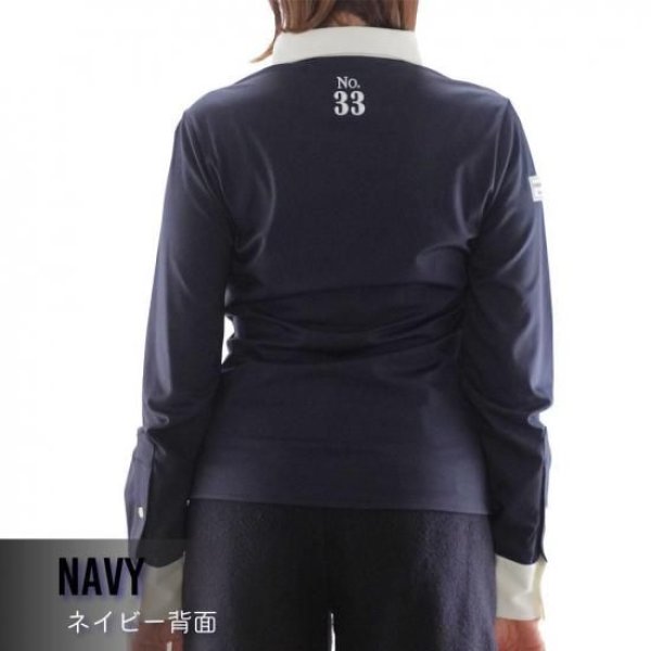 画像8: ゴルフウェア ドゥーカス No.33 ポロシャツ オフホワイト/ネイビー 2025年 秋冬新作 レディース (8)