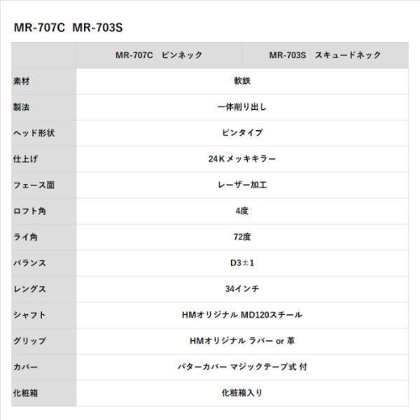 画像10: ヒロマツモト パター MR-707C MR-703S 24Kメッキ (10)