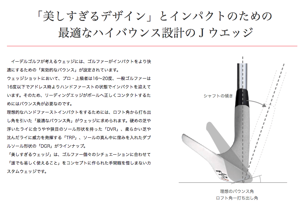 「美しすぎるデザイン」とインパクトのための最適なハイバウンス設計のＪウエッジ