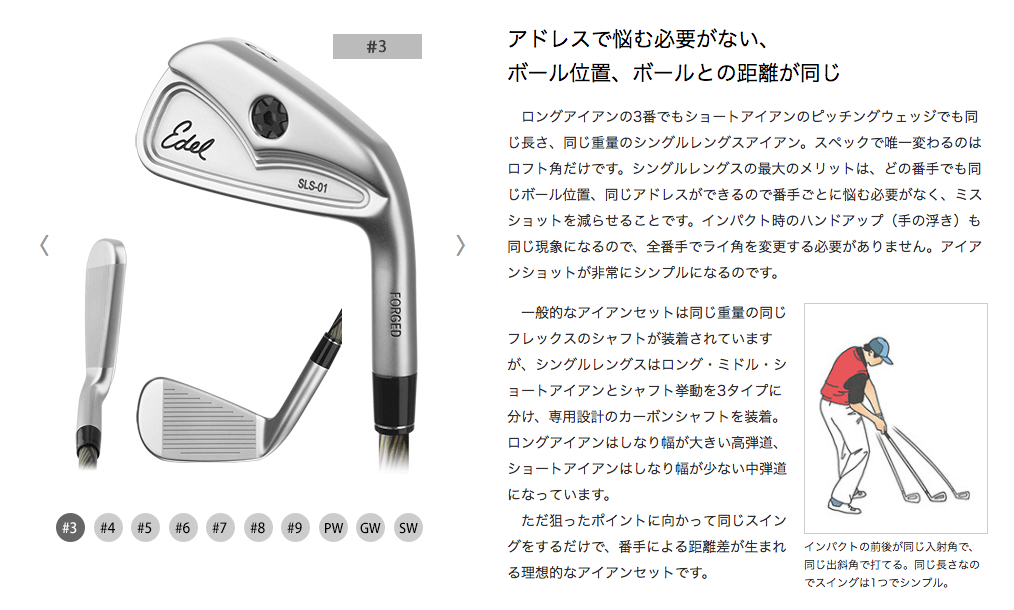 シングルレングスアイアン SLS-01｜Edel Golf - Evolvin -エヴォルヴィン-