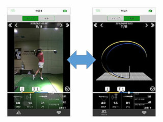 ワンタッチで3Dスイング奇跡に切り替え可能。映像では分かりにくい課題を見つけられます。